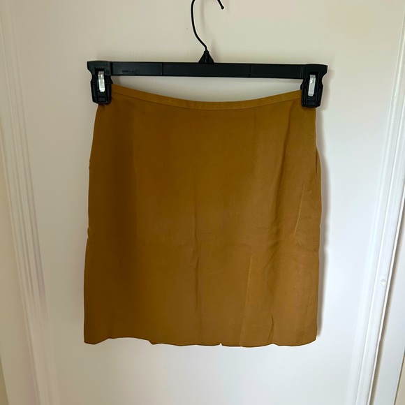 Vintage Ann Taylor Loft Silk Pencil Skirt Lined 6P Petite Camel Tan - Picture 1 of 9